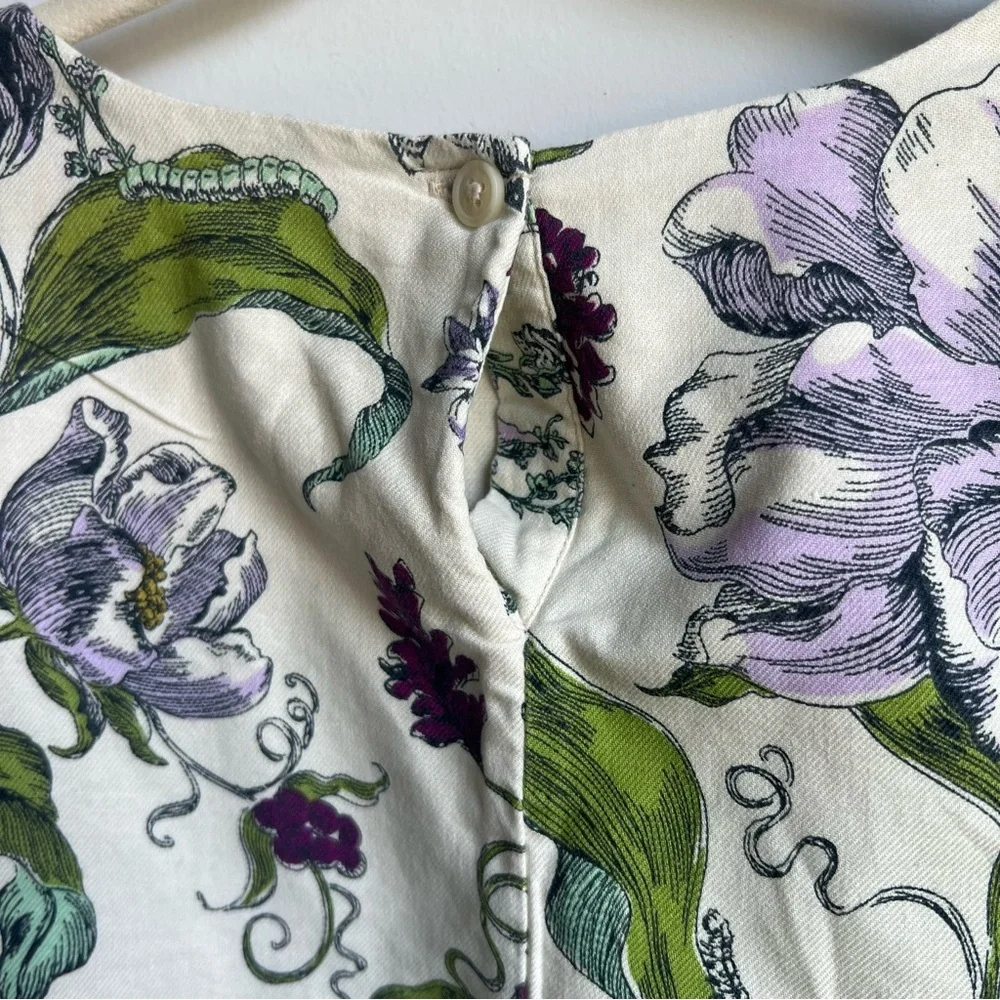 Tea Collection Green & Purple Floral Kid’s Dress - Size 6 - Picture 8 of 12